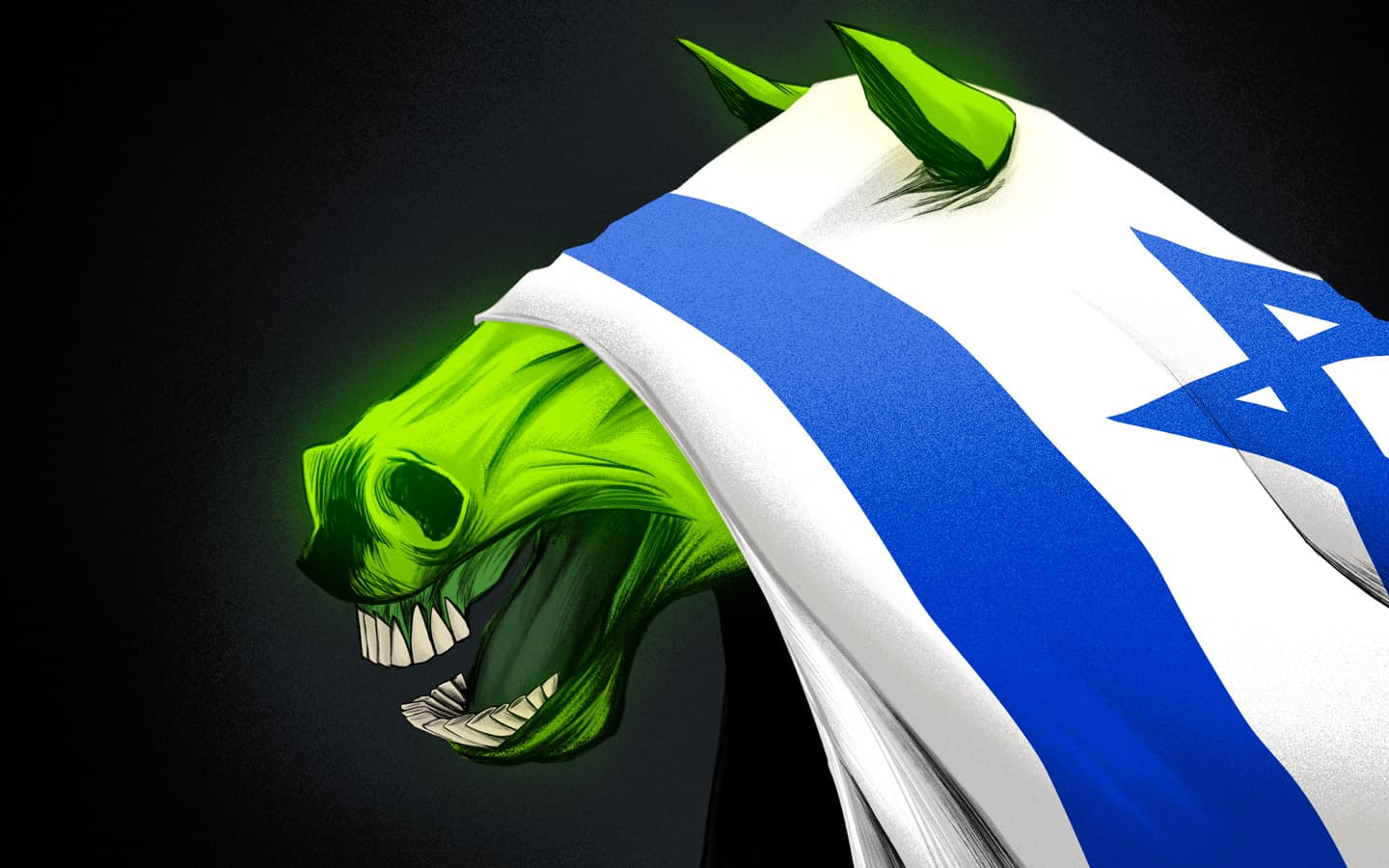 caballo malvado del spyware cubierto por la bandera israelí